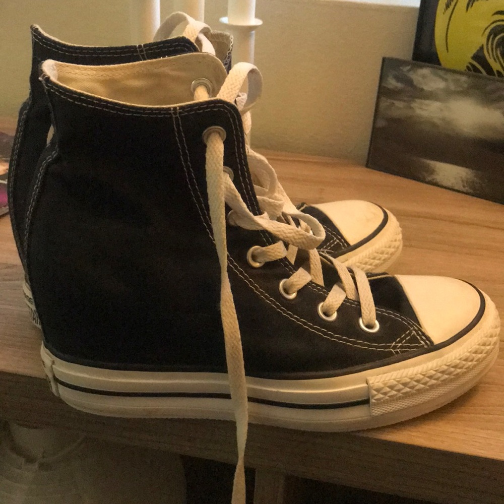 Black high top converse wedges